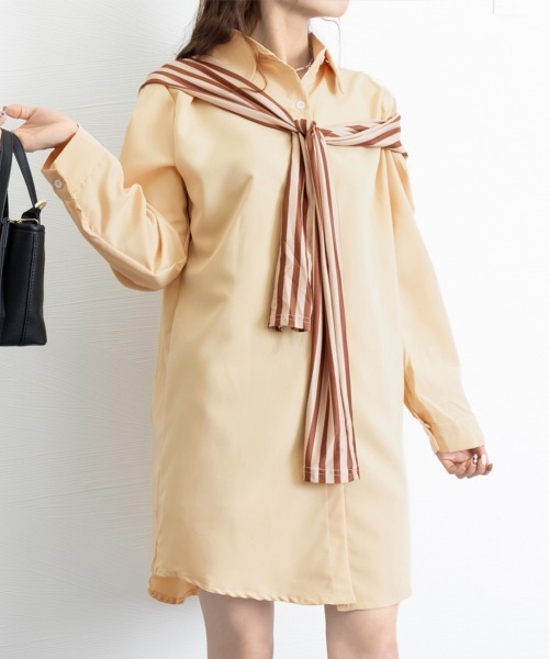 Miniministore(ミニミニストア)の「オフショルダーシャツ肩掛け付きシャツ春夏(シャツ/ブラウス・レディース・ブルー/ベージュ・FREE)」の14枚目の写真