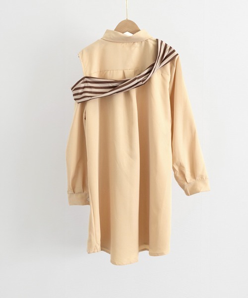 Miniministore(ミニミニストア)の「オフショルダーシャツ肩掛け付きシャツ春夏(シャツ/ブラウス・レディース・ブルー/ベージュ・FREE)」の18枚目の写真