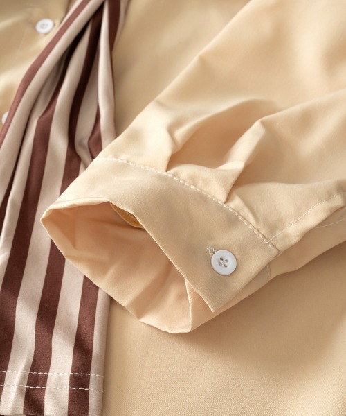 Miniministore(ミニミニストア)の「オフショルダーシャツ肩掛け付きシャツ春夏(シャツ/ブラウス・レディース・ブルー/ベージュ・FREE)」の21枚目の写真