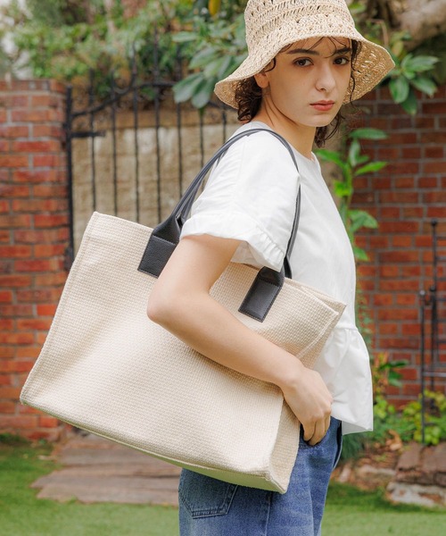 LAKOLE(ラコレ)の「アソートビッグトートバッグ / 116062(トートバッグ・レディース・アイボリー/ブラウン・FREE)」の2枚目の写真