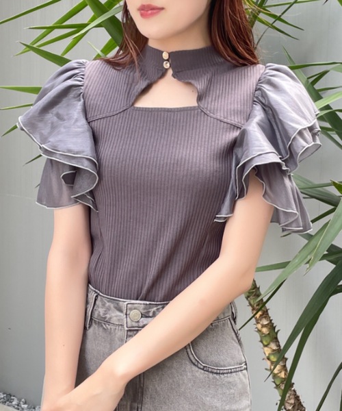 NOMAE トップス NOMAE（ノーマエ）の「シアーフリルスリーブ2wayトップス（T