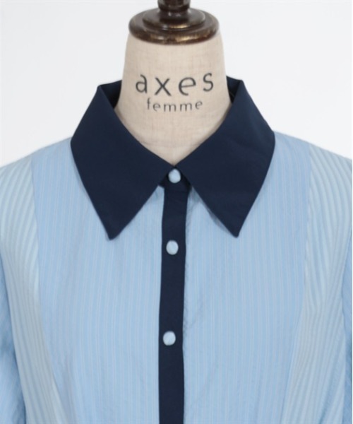 axes femme（アクシーズファム）の「ストライプ配色シャツ