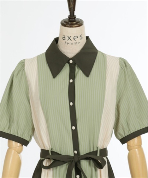 axes femme（アクシーズファム）の「ストライプ配色シャツ