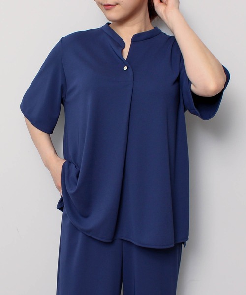 fleur by mint breeze（フルールバイミントブリーズ）の「【L～5L 大きいサイズ】イージーケア 吸水速乾 ドライムーススキッパーブラウス（シャツ/ブラウス・レディース・ブラック/ブルー・LL/3L/4L/5L/L）」の14枚目の写真