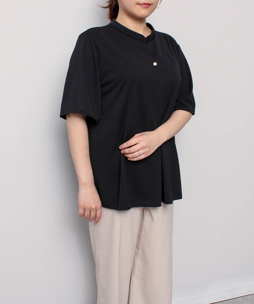 fleur by mint breeze（フルールバイミントブリーズ）の「【L～5L 大きいサイズ】イージーケア 吸水速乾 ドライムーススキッパーブラウス（シャツ/ブラウス・レディース・ブラック/ブルー・LL/3L/4L/5L/L）」の18枚目の写真