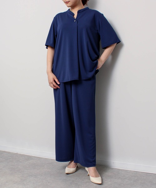 fleur by mint breeze（フルールバイミントブリーズ）の「【L～5L 大きいサイズ】イージーケア 吸水速乾 ドライムーススキッパーブラウス（シャツ/ブラウス・レディース・ブラック/ブルー・LL/3L/4L/5L/L）」の9枚目の写真