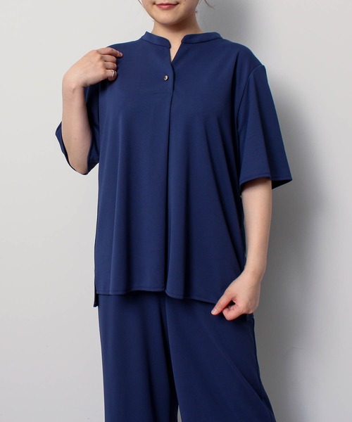 fleur by mint breeze（フルールバイミントブリーズ）の「【L～5L 大きいサイズ】イージーケア 吸水速乾 ドライムーススキッパーブラウス（シャツ/ブラウス・レディース・ブラック/ブルー・LL/3L/4L/5L/L）」の11枚目の写真