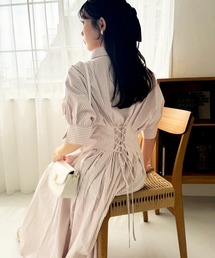 one after another NICE CLAUP | バックレースアップシャツワンピース【WEB限定アイテム】(ワンピース)