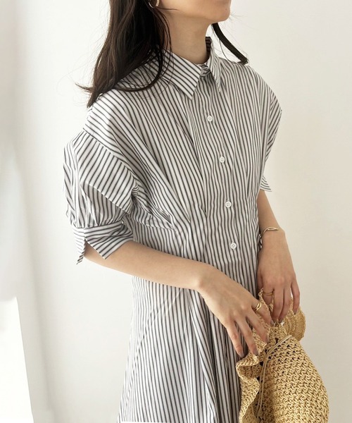 one after another NICE CLAUP（ワンアフターアナザーナイスクラップ）の「バックレースアップシャツワンピース【WEB限定商品】（ワンピース・レディース・オフホワイト/ホワイト系その他/ブルー系その他/ピンク系その他・SMALL/MEDIUM）」の18枚目の写真