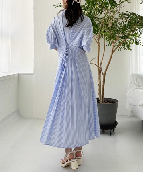 セール】バックレースアップシャツワンピース【WEB限定商品