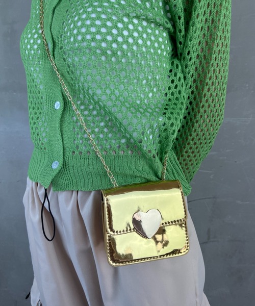 セール】【メタリック】ハートチャーム チェーンストラップ