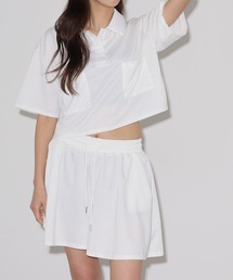 クロップド丈ポロシャツトップス＋ショートパンツセット セットアップ