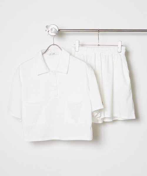ROOPTOKYO（ループトウキョウ）の「クロップド丈ポロシャツトップス＋ショートパンツセット セットアップ（Tシャツ/カットソー・レディース・ブラック/ホワイト・FREE）」の11枚目の写真