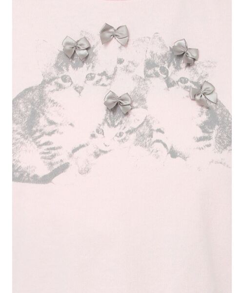 merry jenny（メリージェニー）の「CAT ribbon Tee（Tシャツ/カットソー・レディース・ピンク/オフホワイト/チャコールグレー・FREE）」の15枚目の写真