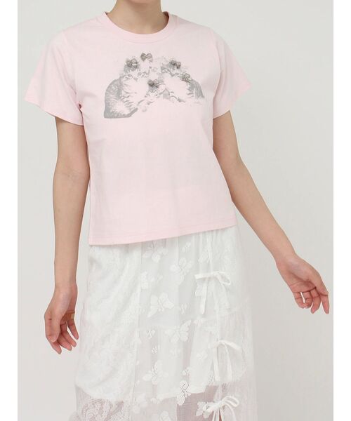 merry jenny（メリージェニー）の「CAT ribbon Tee（Tシャツ/カットソー・レディース・ピンク/オフホワイト/チャコールグレー・FREE）」の18枚目の写真