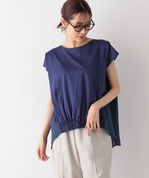 GLOBAL WORK（グローバルワーク）の「快適バック布帛ギャザーT/992297（Tシャツ/カットソー・レディース・ライトグレー/ブラック/ダークパープル/ロイヤルブルー・MEDIUM/LARGE）」の3枚目の写真