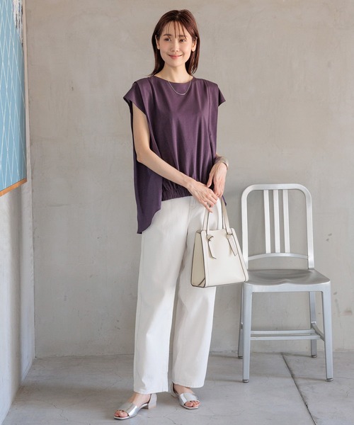 GLOBAL WORK（グローバルワーク）の「快適バック布帛ギャザーT/992297（Tシャツ/カットソー・レディース・ライトグレー/ブラック/ダークパープル/ロイヤルブルー・MEDIUM/LARGE）」の17枚目の写真