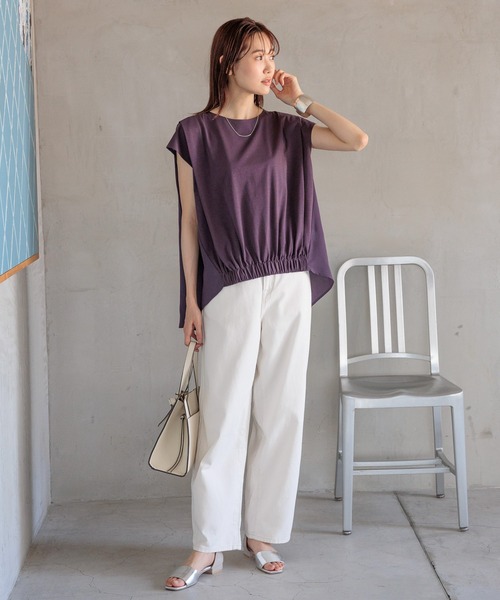 GLOBAL WORK（グローバルワーク）の「快適バック布帛ギャザーT/992297（Tシャツ/カットソー・レディース・ライトグレー/ブラック/ダークパープル/ロイヤルブルー・MEDIUM/LARGE）」の16枚目の写真