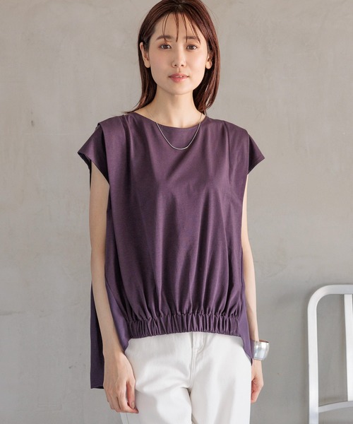 GLOBAL WORK（グローバルワーク）の「快適バック布帛ギャザーT/992297（Tシャツ/カットソー・レディース・ライトグレー/ブラック/ダークパープル/ロイヤルブルー・MEDIUM/LARGE）」の12枚目の写真