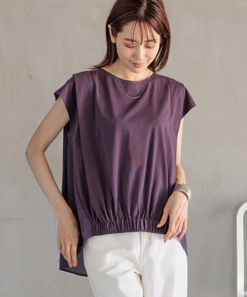 GLOBAL WORK（グローバルワーク）の「快適バック布帛ギャザーT/992297（Tシャツ/カットソー・レディース・ライトグレー/ブラック/ダークパープル/ロイヤルブルー・MEDIUM/LARGE）」の14枚目の写真