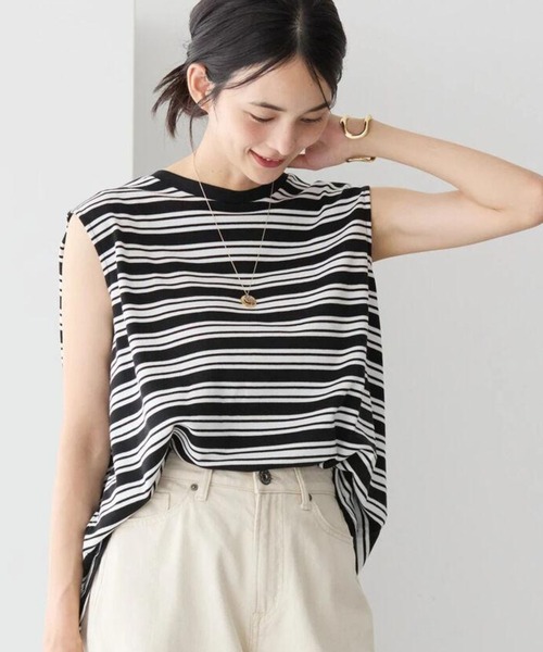 AMERICAN HOLIC(アメリカンホリック)の「接触冷感ショルダータックノースリーブプルオーバー(Tシャツ/カットソー・レディース・オフホワイト/カーキ/その他7/ブラック・M/L)」の2枚目の写真