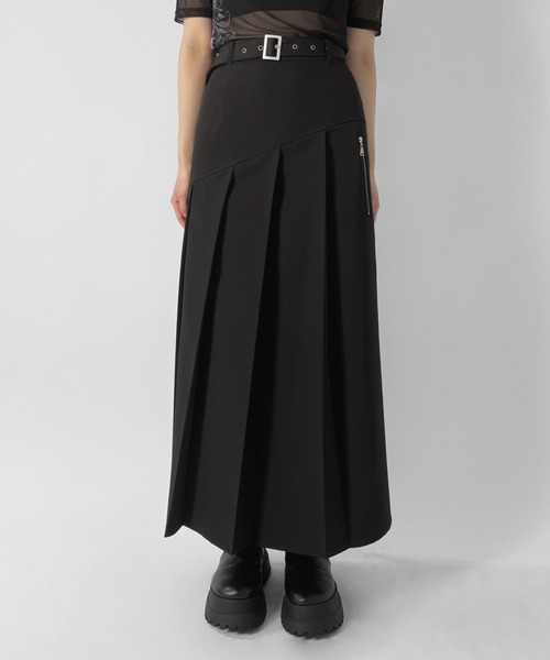 セール】【jiasecond.】アシメプリーツロングタイトスカート / ベルト