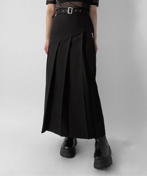 セール】【jiasecond.】アシメプリーツロングタイトスカート / ベルト
