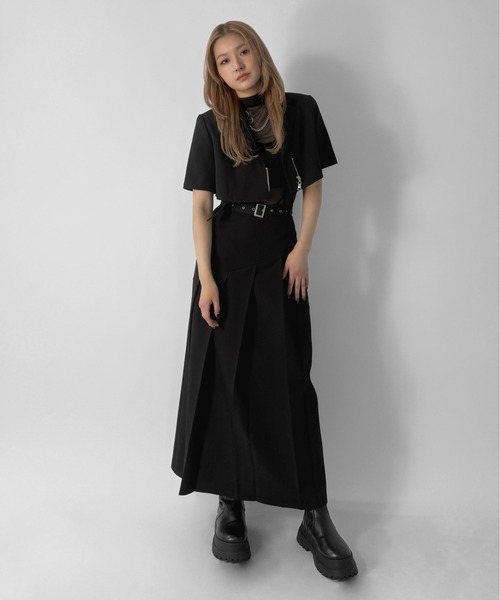 セール】【jiasecond.】アシメプリーツロングタイトスカート / ベルト