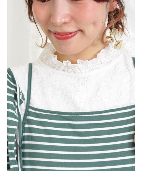 新品★サマンサモスモス★sm2★胸元レース＊シャーリング襟＊切り替えカットソー Samansa Mos2（サマンサ モスモス）の「襟シャーリングレース