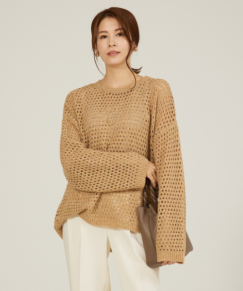 abahouse mavie（アバハウスマヴィ）の「【メッシュ/長袖】スパンコールニット（ニット/セーター・レディース・ブラック/グレイッシュベージュ/ベージュ・フリー）」の21枚目の写真