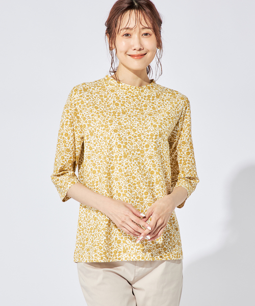 DECOY SINCE 1981(デコイシンスイチキュウハチイチ)の「ジャガードプリントオーガニックコットンTシャツ(Tシャツ/カットソー・レディース・ピンク/マスタード/ネイビー・M/L/LL)」の1枚目の写真