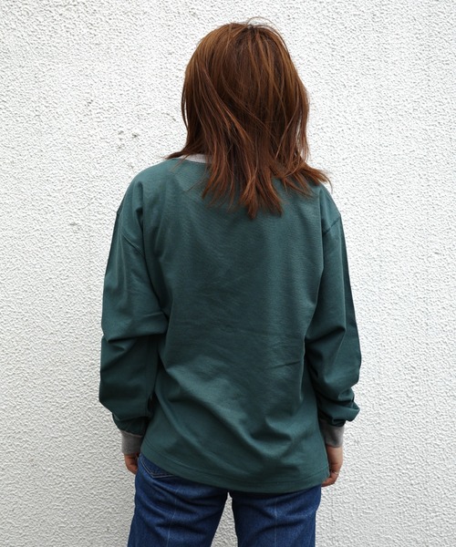 soglia(ソリア)の「SOGLIA/ソリア OPEN END SOLID LONG SLEEVE T リンガーT(Tシャツ/カットソー・レディース・チャコールグレー/キナリ/グリーン・1)」の10枚目の写真