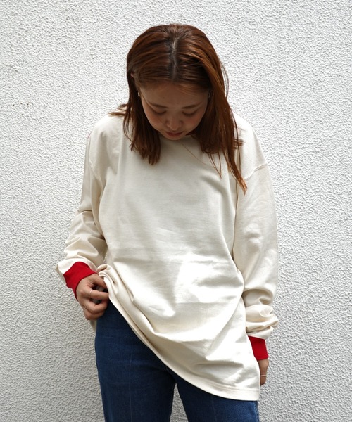 soglia(ソリア)の「SOGLIA/ソリア OPEN END SOLID LONG SLEEVE T リンガーT(Tシャツ/カットソー・レディース・チャコールグレー/キナリ/グリーン・1)」の6枚目の写真
