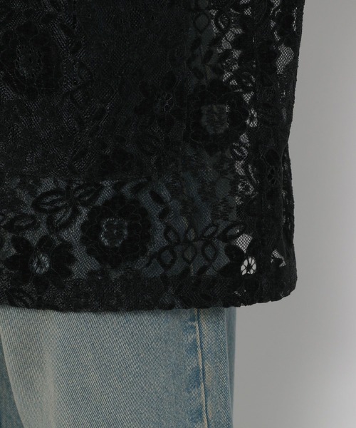 LOWRYS FARM（ローリーズファーム）の「ベロアレースシャツＬＳ 135666（シャツ/ブラウス・レディース・アイボリー/ブラック/ネイビー・FREE）」の12枚目の写真