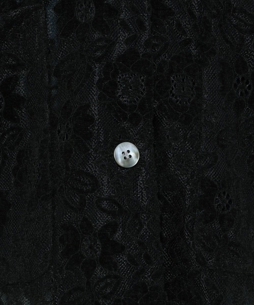 LOWRYS FARM（ローリーズファーム）の「ベロアレースシャツＬＳ 135666（シャツ/ブラウス・レディース・アイボリー/ブラック/ネイビー・FREE）」の9枚目の写真