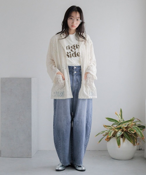 LOWRYS FARM（ローリーズファーム）の「ベロアレースシャツＬＳ 135666（シャツ/ブラウス・レディース・アイボリー/ブラック/ネイビー・FREE）」の15枚目の写真