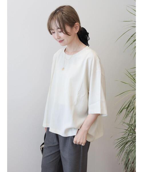 AMERICAN HOLIC(アメリカンホリック)の「接触冷感 衿リブブラウソー(Tシャツ/カットソー・レディース・アイボリー/モカ/チャコールグレー・L/M)」の6枚目の写真