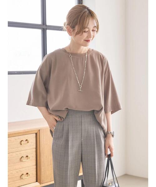 AMERICAN HOLIC(アメリカンホリック)の「接触冷感 衿リブブラウソー(Tシャツ/カットソー・レディース・アイボリー/モカ/チャコールグレー・L/M)」の10枚目の写真
