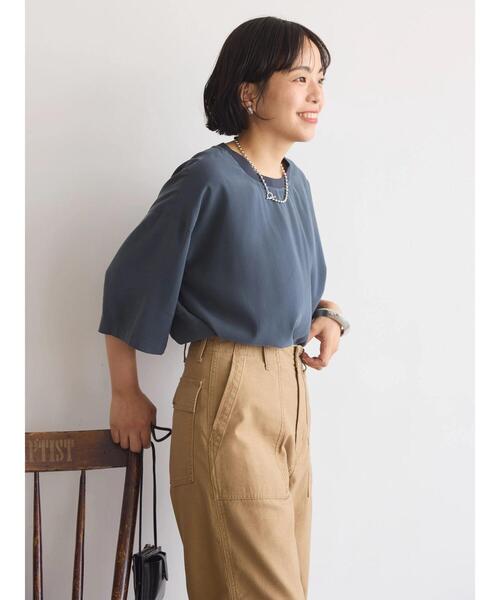 AMERICAN HOLIC(アメリカンホリック)の「接触冷感 衿リブブラウソー(Tシャツ/カットソー・レディース・アイボリー/モカ/チャコールグレー・L/M)」の18枚目の写真