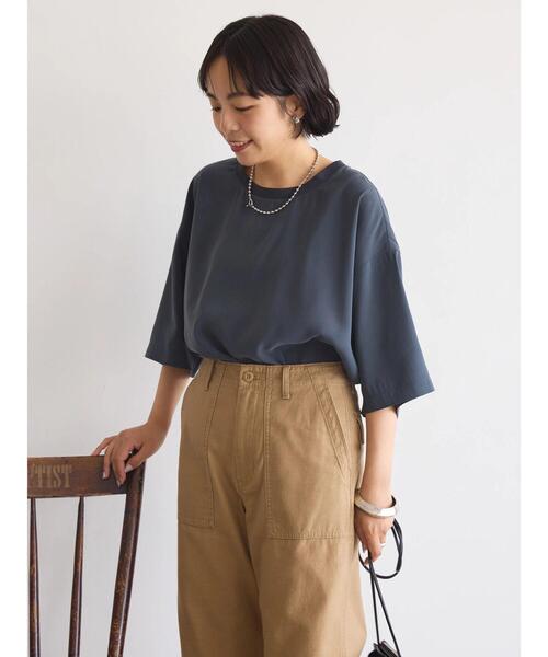 AMERICAN HOLIC(アメリカンホリック)の「接触冷感 衿リブブラウソー(Tシャツ/カットソー・レディース・アイボリー/モカ/チャコールグレー・L/M)」の19枚目の写真