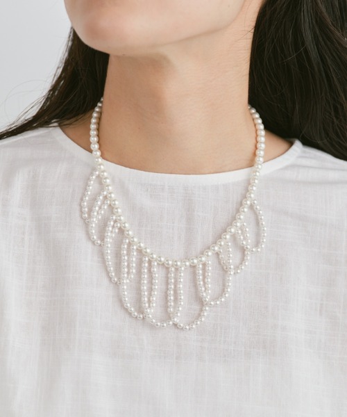 Libra Cue(リブラ キュー)の「デザインパールネックレス(ネックレス・レディース・ホワイト・FREE)」の1枚目の写真