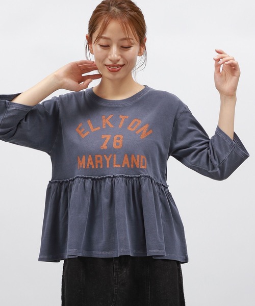 LAKOLE(ラコレ)の「ロゴペプラム8分袖プルオーバー / 146603(Tシャツ/カットソー・レディース・ネイビー/チャコール/アイボリー・FREE)」の3枚目の写真