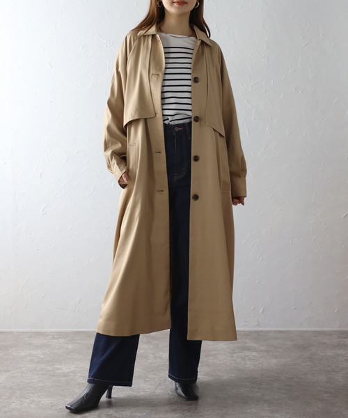 Bonjour Sagan(ボンジュールサガン)の「ケープトレンチコート(トレンチコート・レディース・ベージュ/ライトベージュ/ダークネイビー・FREE)」の6枚目の写真