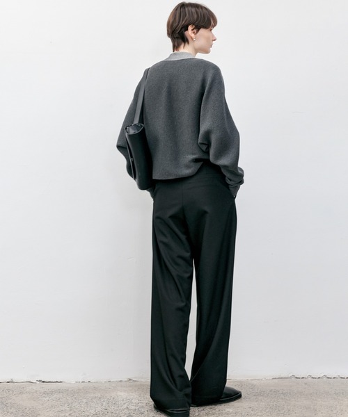 tageechita（タジチタ）の「【tageechita】ワイドレッグワンタックパンツ（スラックス・レディース・ダークブラウン/ブラック・XS/S/M/L）」の6枚目の写真