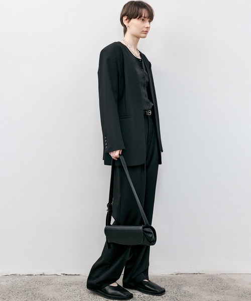 tageechita（タジチタ）の「【tageechita】ワイドレッグワンタックパンツ（スラックス・レディース・ダークブラウン/ブラック・XS/S/M/L）」の7枚目の写真