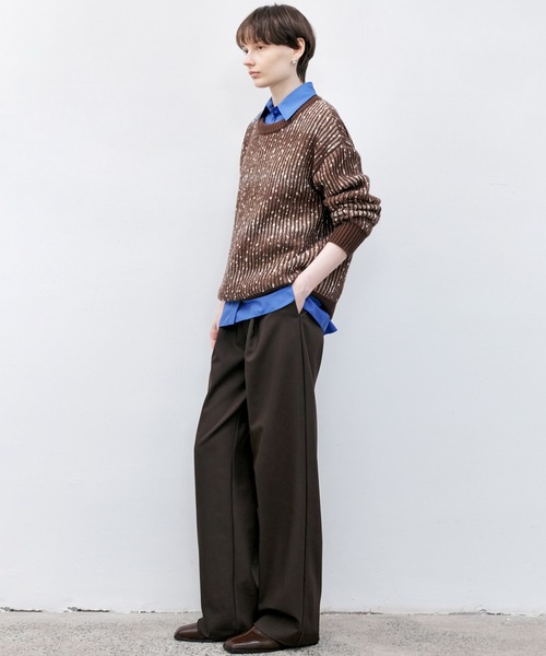 tageechita（タジチタ）の「【tageechita】ワイドレッグワンタックパンツ（スラックス・レディース・ダークブラウン/ブラック・XS/S/M/L）」の11枚目の写真
