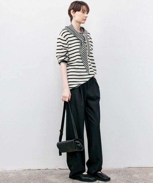 tageechita（タジチタ）の「【tageechita】ワイドレッグワンタックパンツ（スラックス・レディース・ダークブラウン/ブラック・XS/S/M/L）」の14枚目の写真