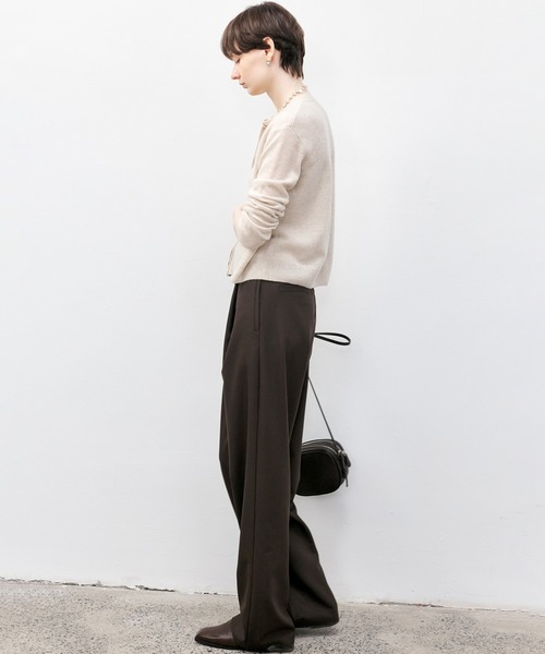 tageechita（タジチタ）の「【tageechita】ワイドレッグワンタックパンツ（スラックス・レディース・ダークブラウン/ブラック・XS/S/M/L）」の21枚目の写真