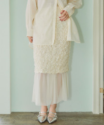 ELLEgirl | チュールレイヤードシャーリングスカート【ELLEgirl/エル ガール】(スカート)