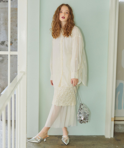 ELLEgirl（エルガール）の「チュールレイヤードシャーリングスカート【ELLEgirl/エル ガール】（スカート・レディース・ブラック/アイボリー/レッド・FREE）」の22枚目の写真